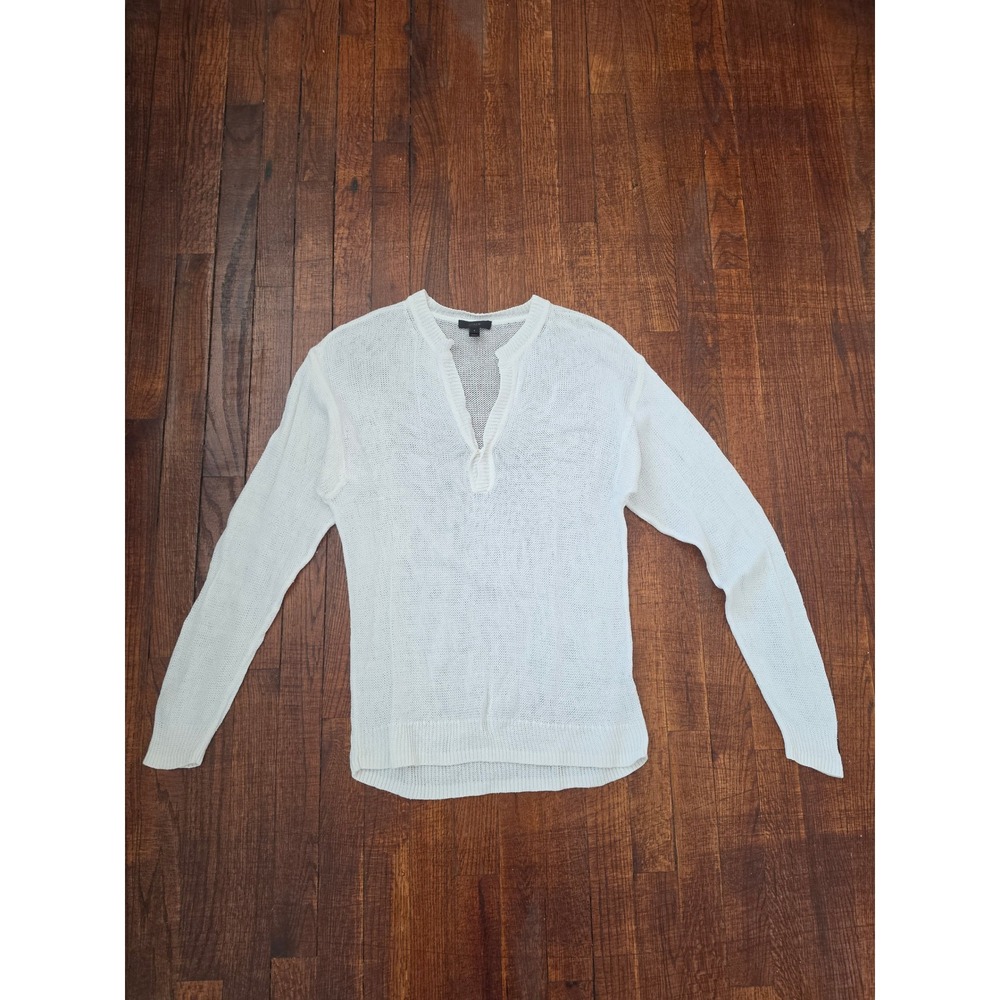 J.Crew White Mesh Lightweight Preppy Old Money Quiet Luxury Resort Sweater sz S - Picture 2 of 7